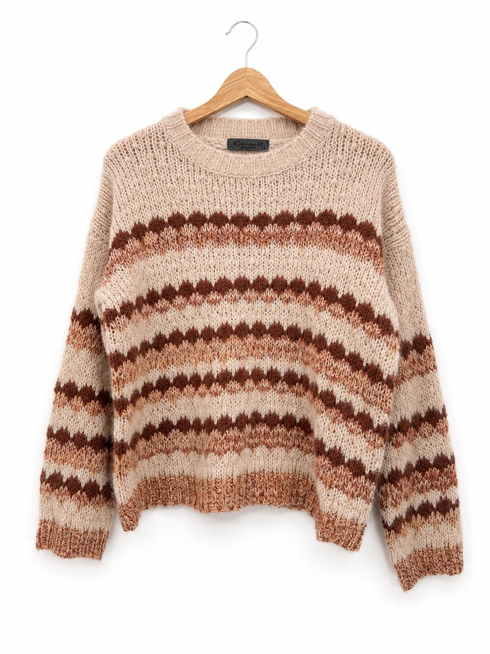 Elsamanda Made in Italy Size Large Acrylic Wool Blend Sweater Knit Striped